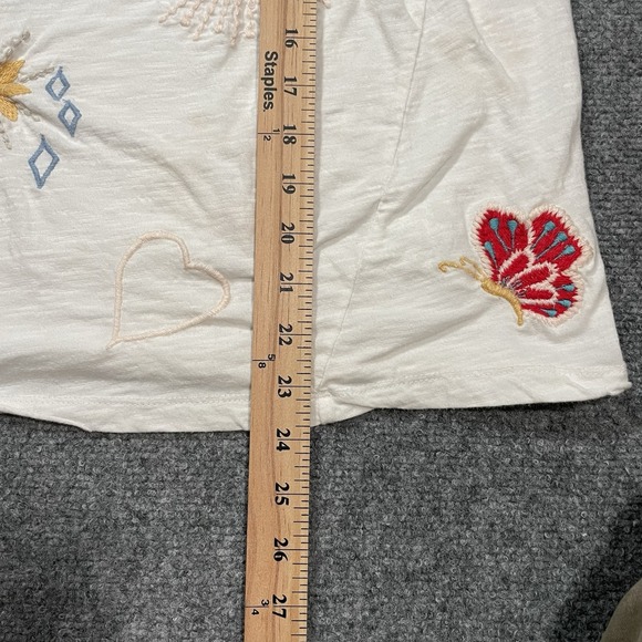 Kyla Seo Comfort Tee WHITE Size Medium Crewneck Embroidered Cotton Boho Handmade - Picture 8 of 12